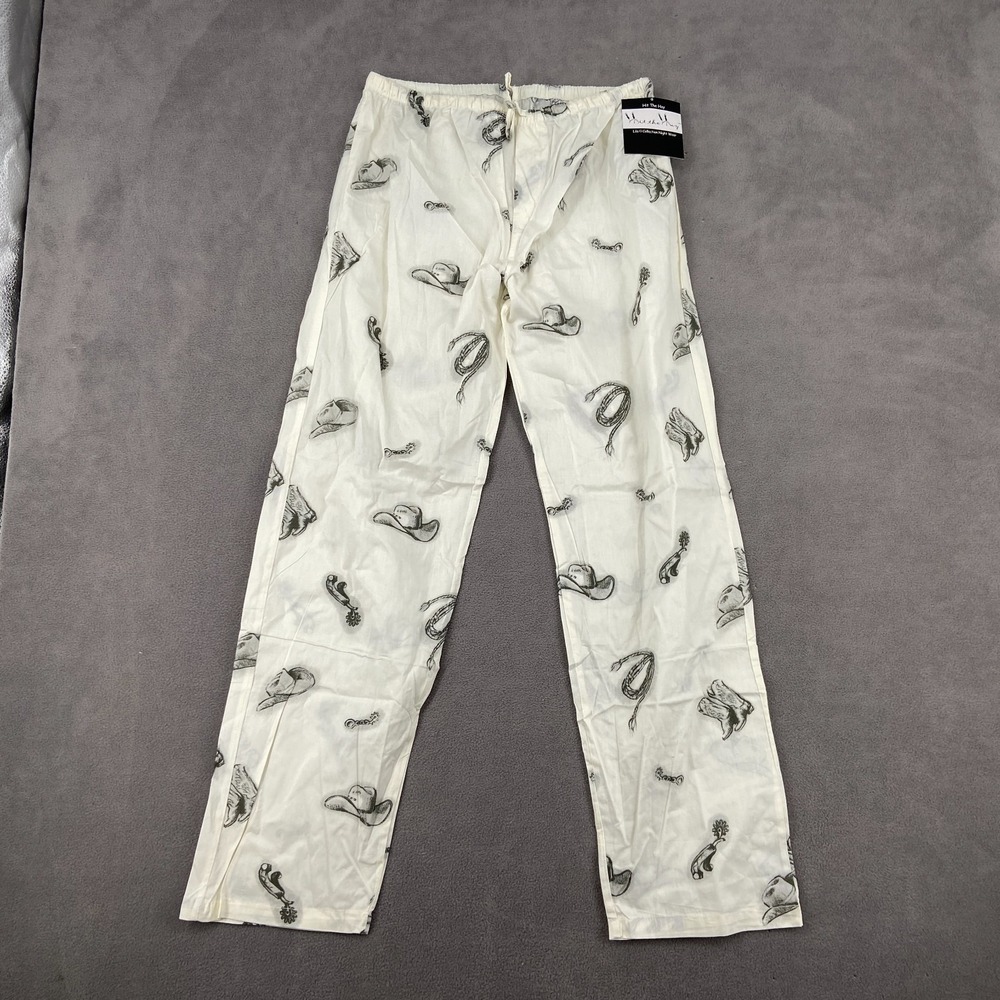 Hit The Hay Lila Collection Nightwear Pants Women Medium Cream Cowboy Boot Print